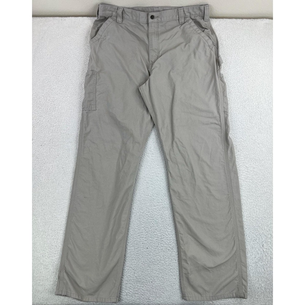 Carhartt Pants Mens 40x36 Beige Relaxed Fit Canvas Workwear Carpenter B151
